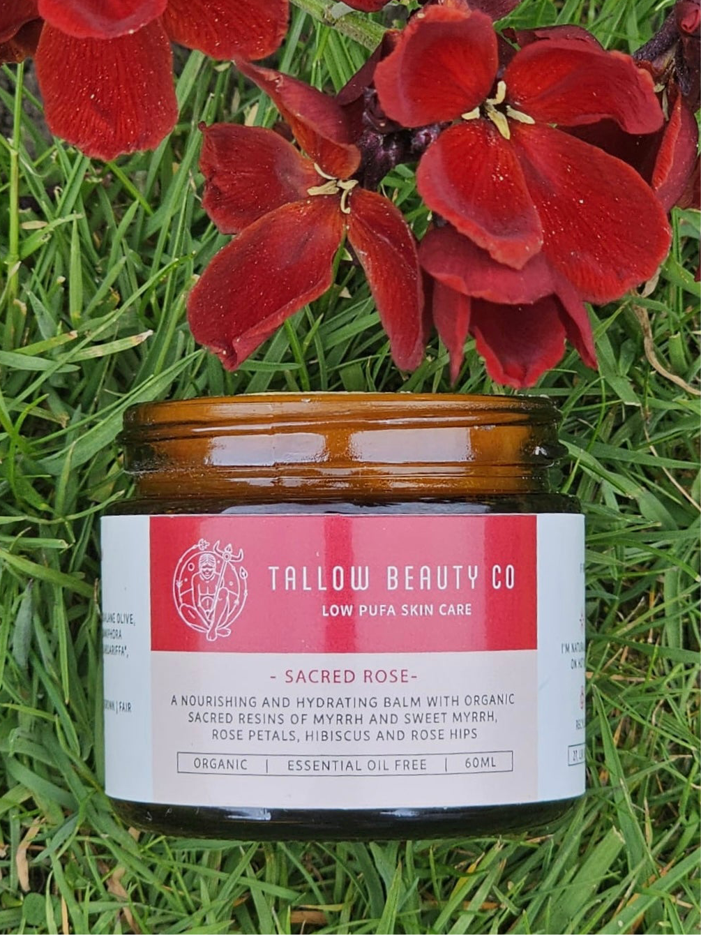 TALLOW BALM INFUSED WITH MYRRH, OPOPONAX, ROSE, ROSE HIPS & HIBISCUS, SACRED ROSE