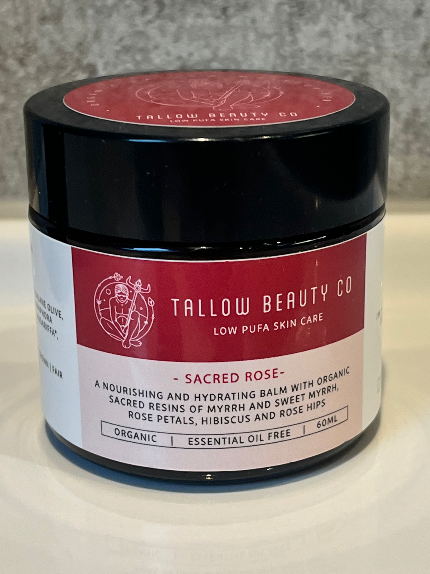 TALLOW BALM INFUSED WITH MYRRH, OPOPONAX, ROSE, ROSE HIPS & HIBISCUS, SACRED ROSE