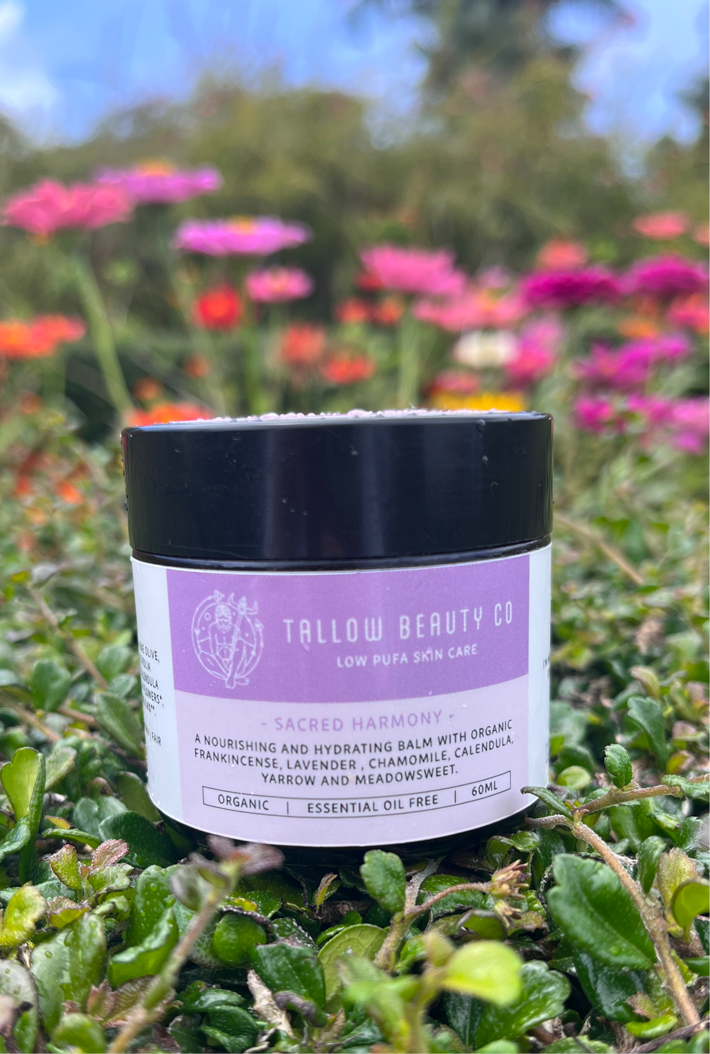 TALLOW BALM INFUSED WITH FRANKINCENSE, LAVENDER, CHAMOMILE, CALENDULA, YARROW & MEADOWSWEET,  SACRED HARMONY